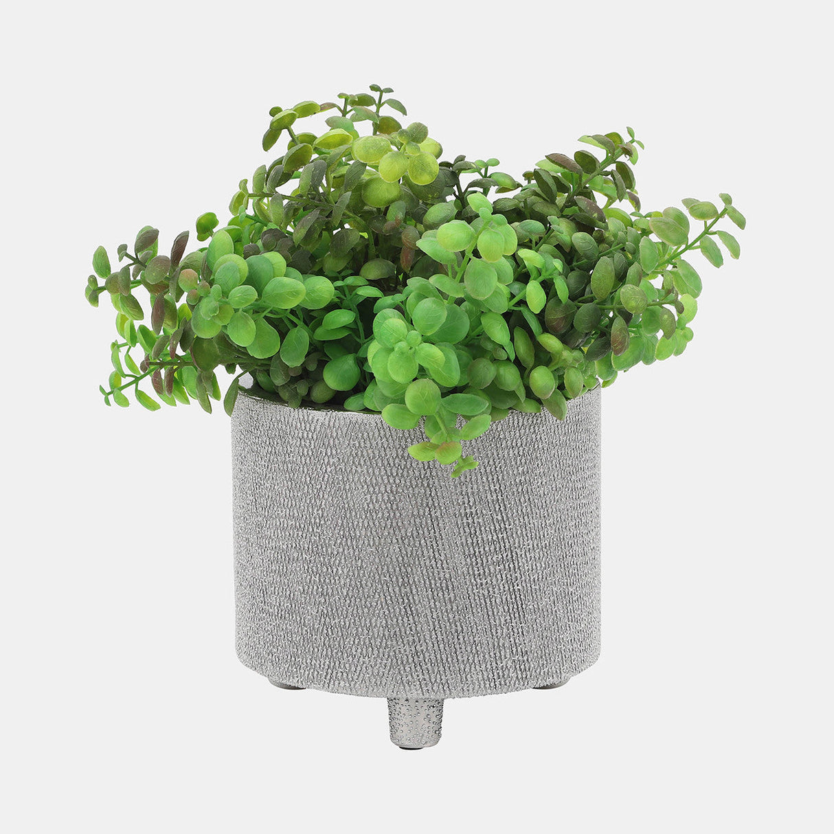 Cer, S/2 6/8" Footed Scratched Planters, Silver