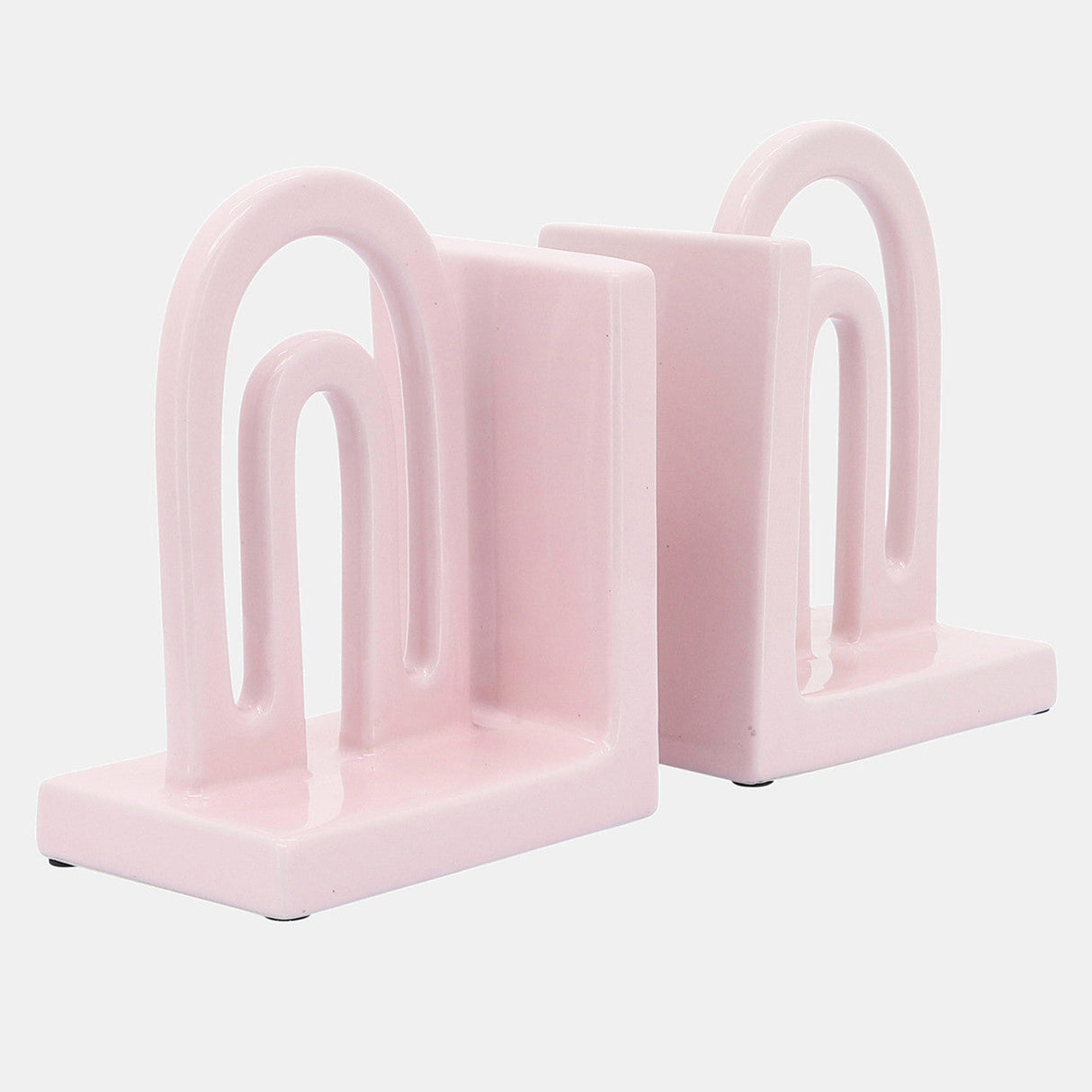 Cer,s/2 6" Arch Bookends, Blush