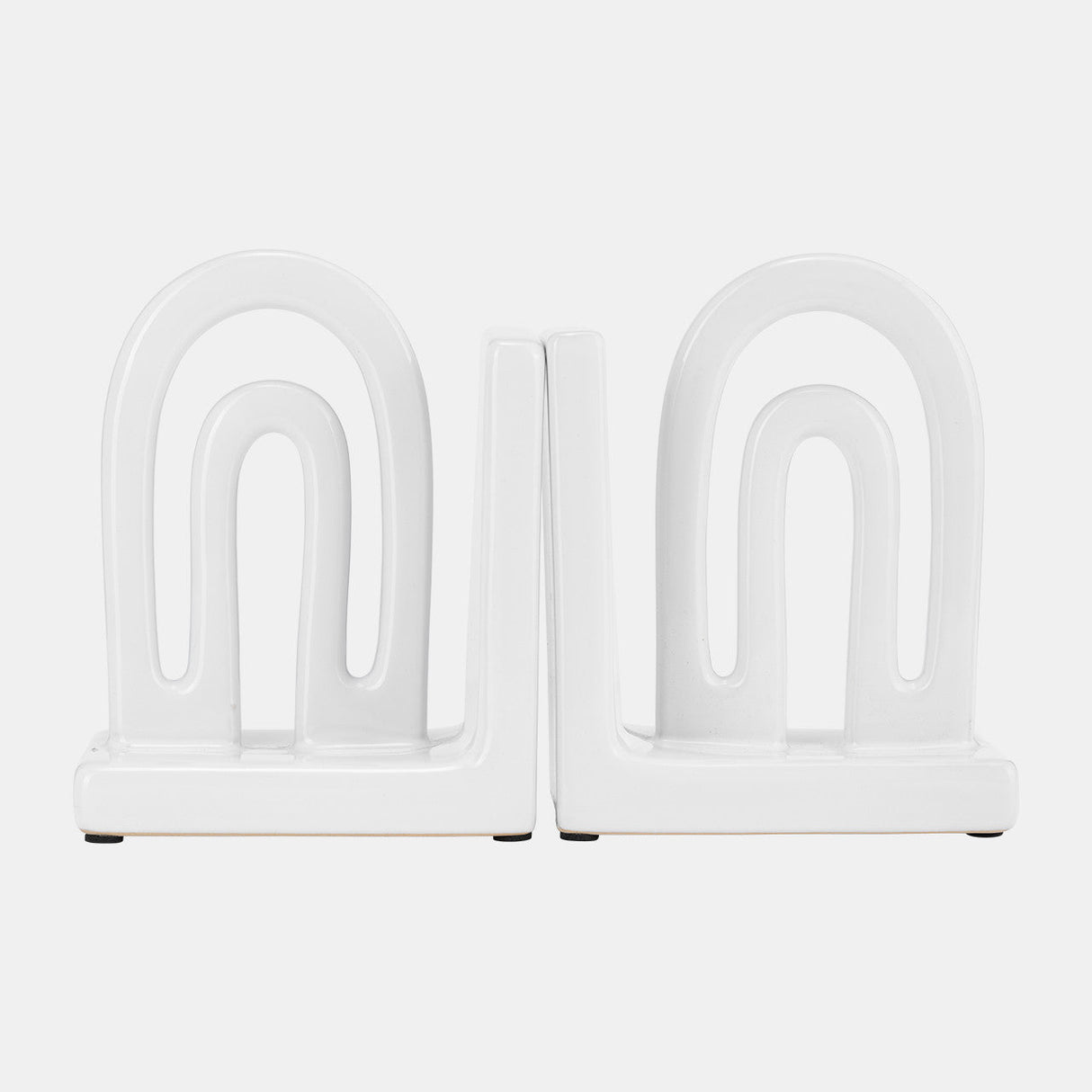 Cer,s/2 6" Arch Bookends, White