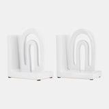 Cer,s/2 6" Arch Bookends, White