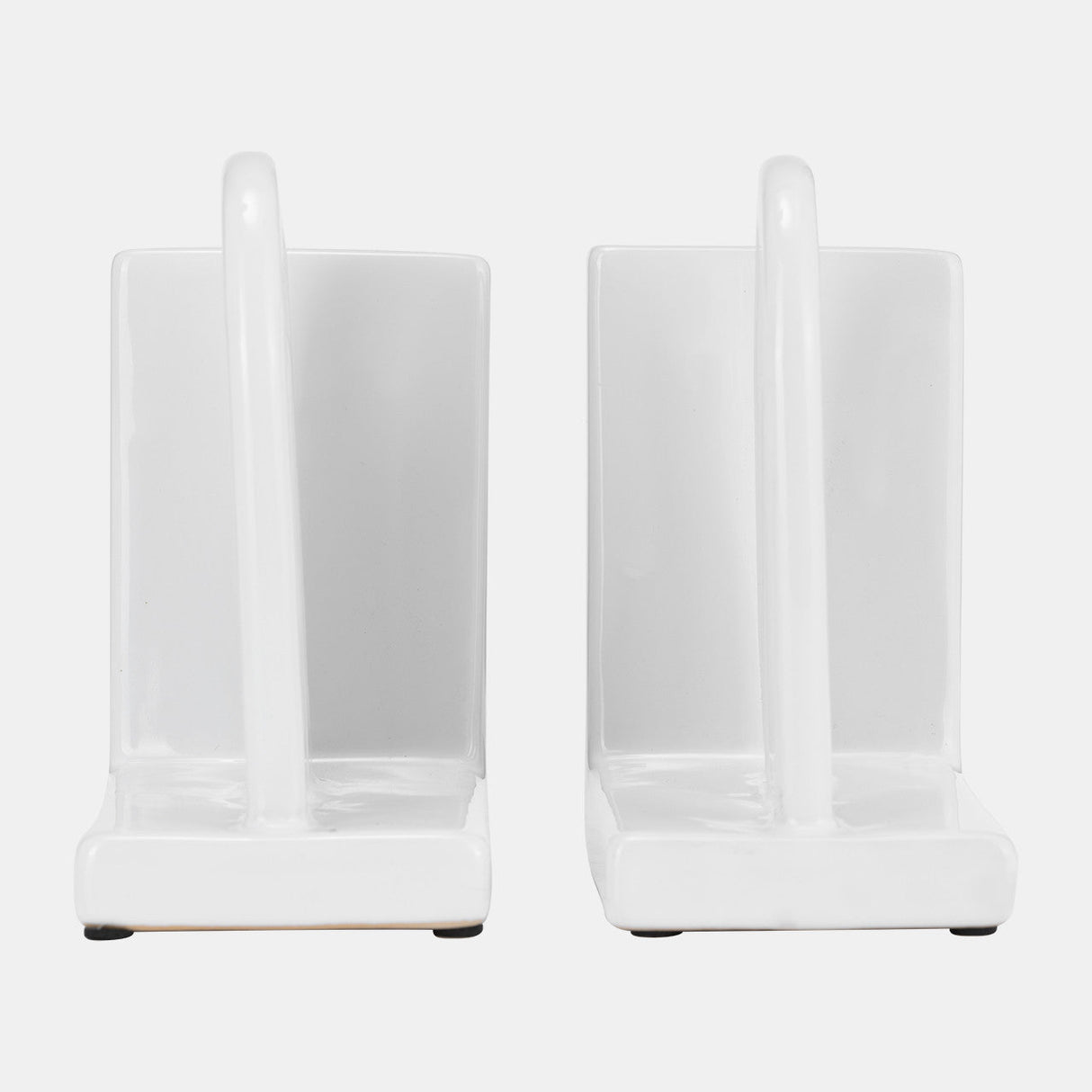 Cer,s/2 6" Arch Bookends, White