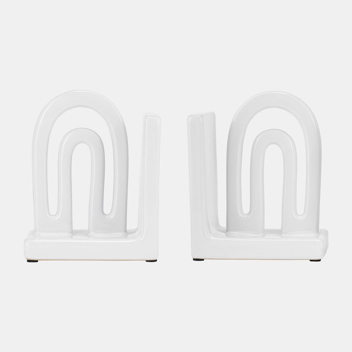 Cer,s/2 6" Arch Bookends, White