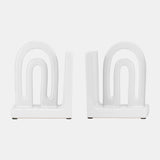 Cer,s/2 6" Arch Bookends, White