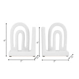 Cer,s/2 6" Arch Bookends, White