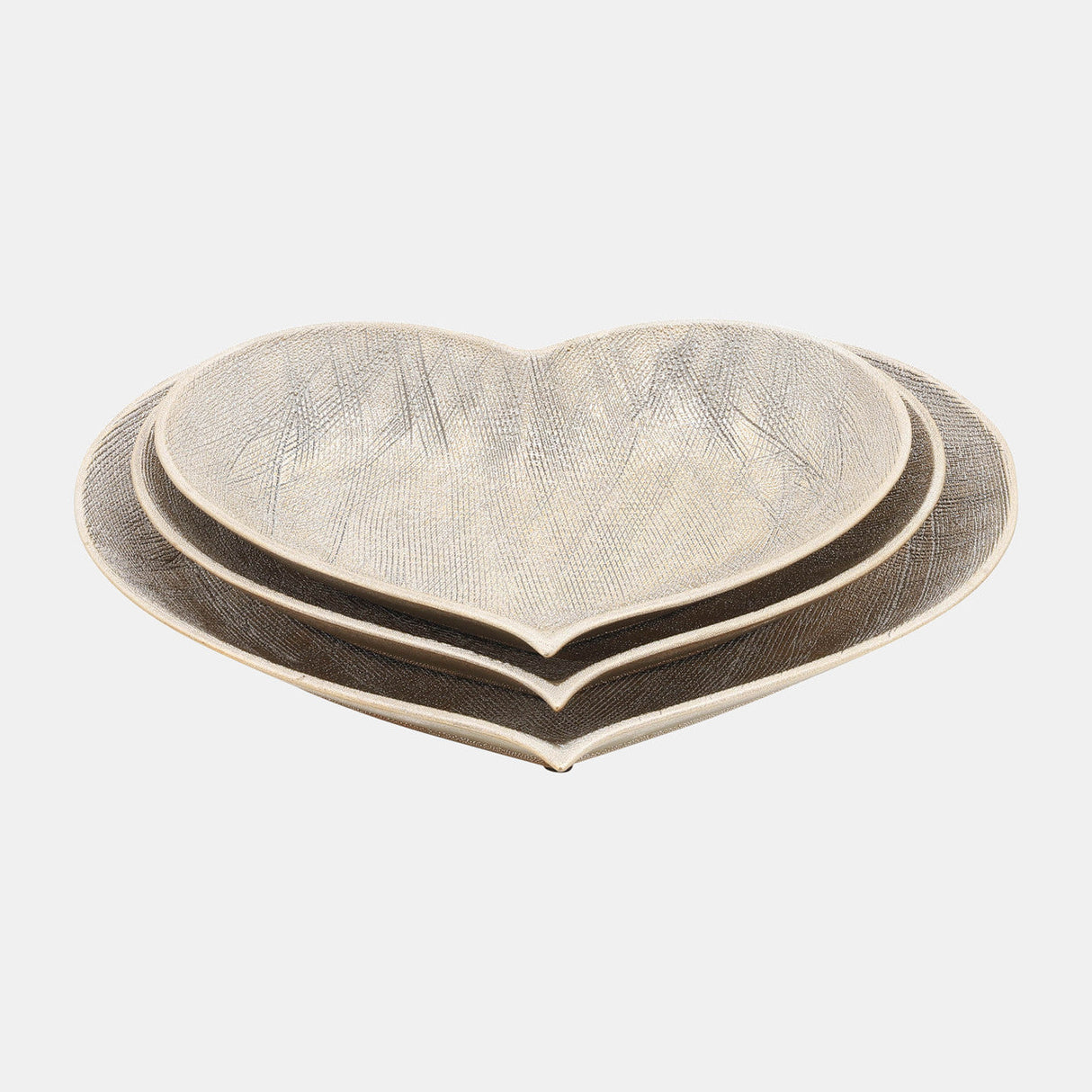 Cer, S/3 12/13/15" Scratched Heart Plates, Champgn