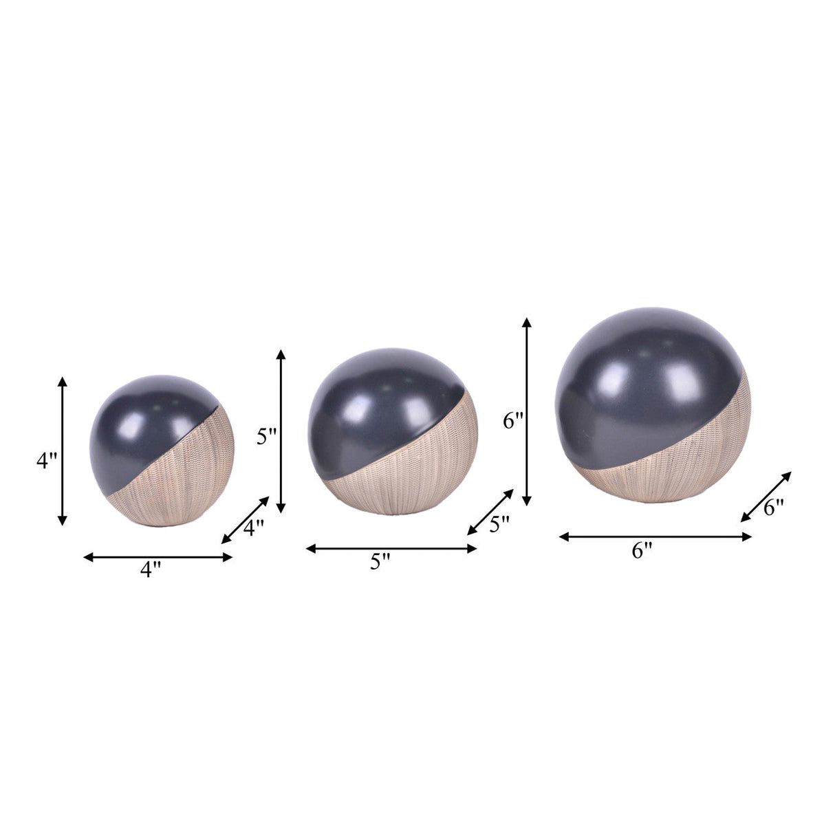 Cer, S/3 4/5/6", 2-tone Orbs, Cream/blk