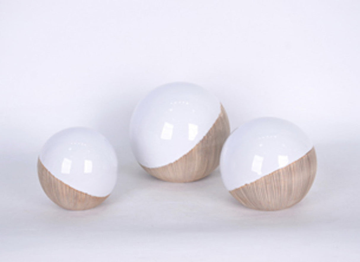 Cer, S/3 4/5/6", 2-tone Orbs, Cream/white