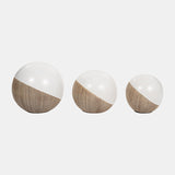 Cer, S/3 4/5/6", 2-tone Orbs, Cream/white