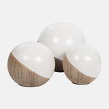 Cer, S/3 4/5/6", 2-tone Orbs, Cream/white