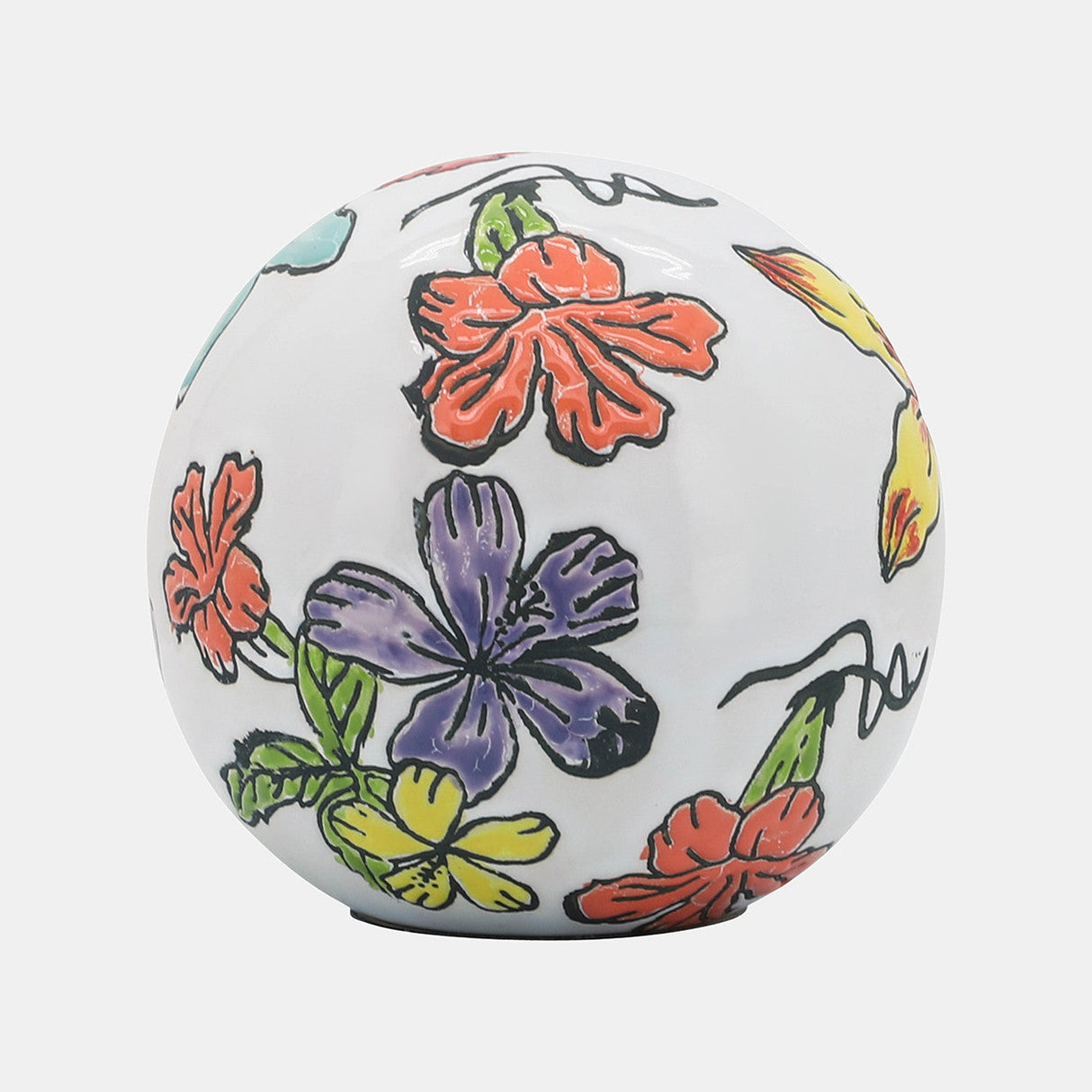 Cer, S/3 4/5/6" Floral Orb, Multi