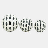 Cer, S/3 4/5/6" Spotted Orbs, Blk/wht