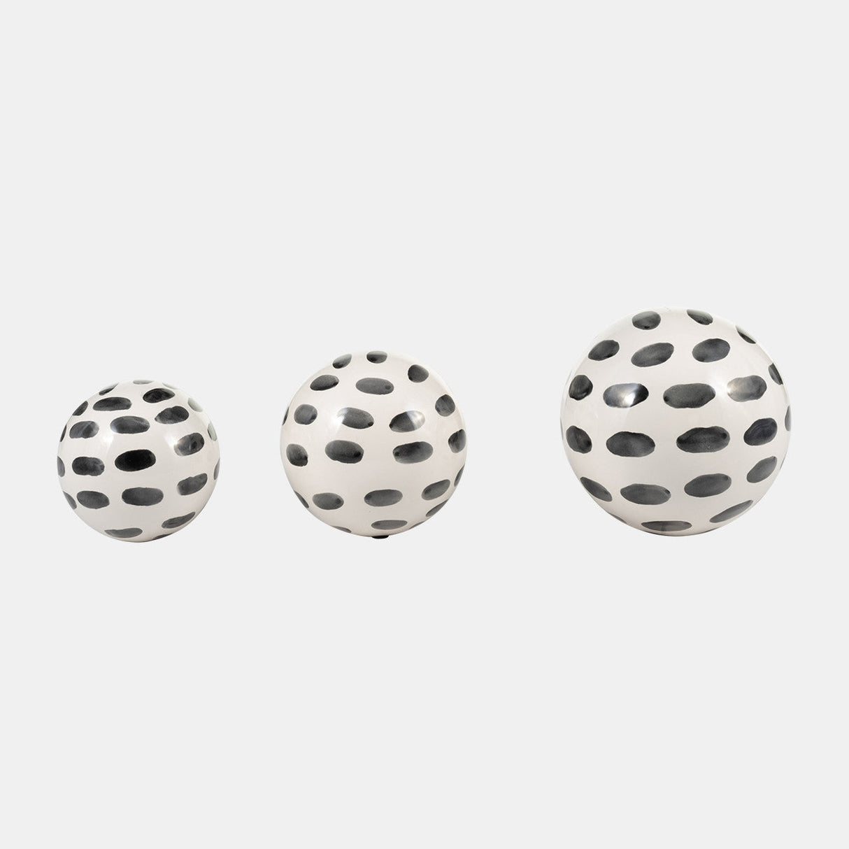 Cer, S/3 4/5/6" Spotted Orbs, Blk/wht