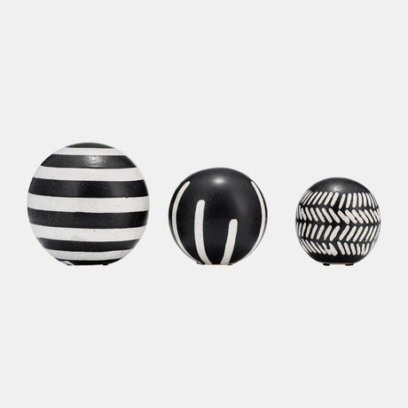 Cer, S/3 4/5/6", Tribal Orbs, Blk/ivory