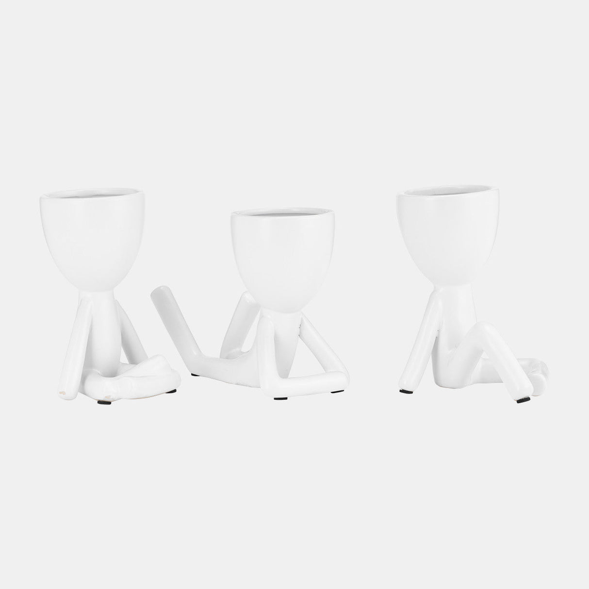 Cer, S/3 8" Sitting Humans, White