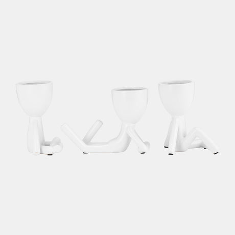 Cer, S/3 8" Sitting Humans, White