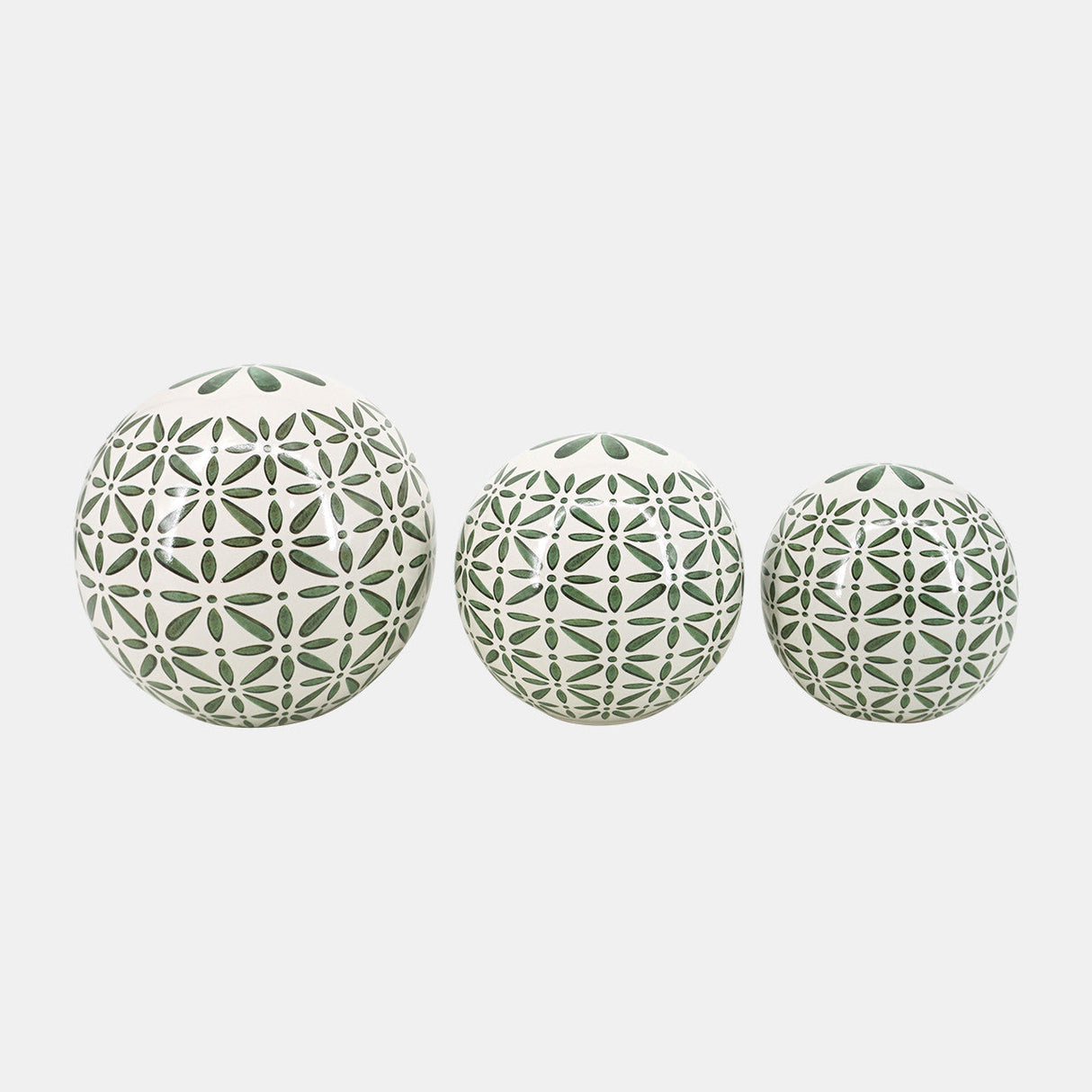 Cer, S/3 Abstract Orbs, 4/5/6" Dark Sage Green