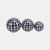 Cer, S/3 Checkered Orbs, 4/5/6" Blue