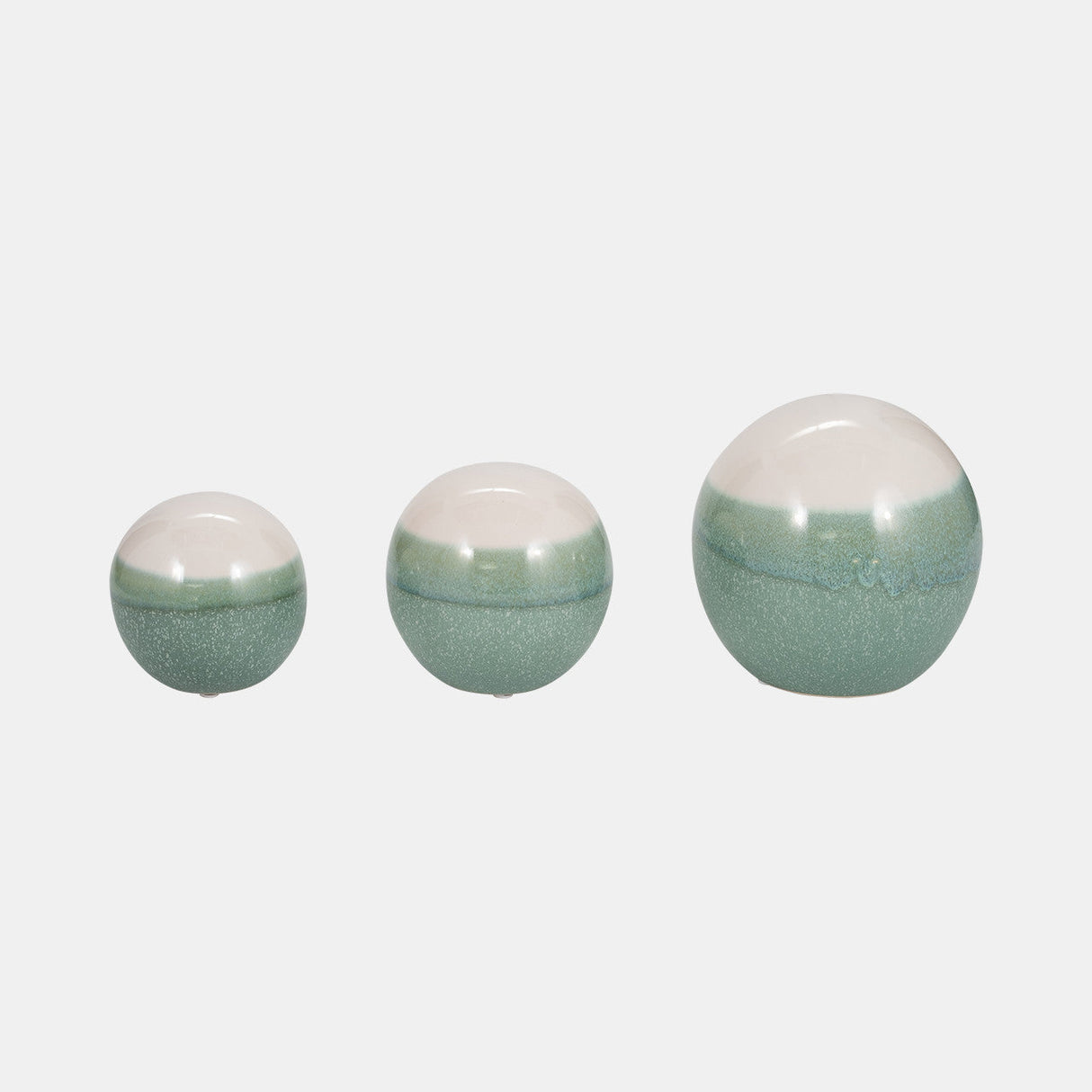 Cer, S/3 Ombre Orbs, 4/5/6" Sage/white