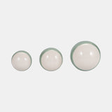 Cer, S/3 Ombre Orbs, 4/5/6" Sage/white