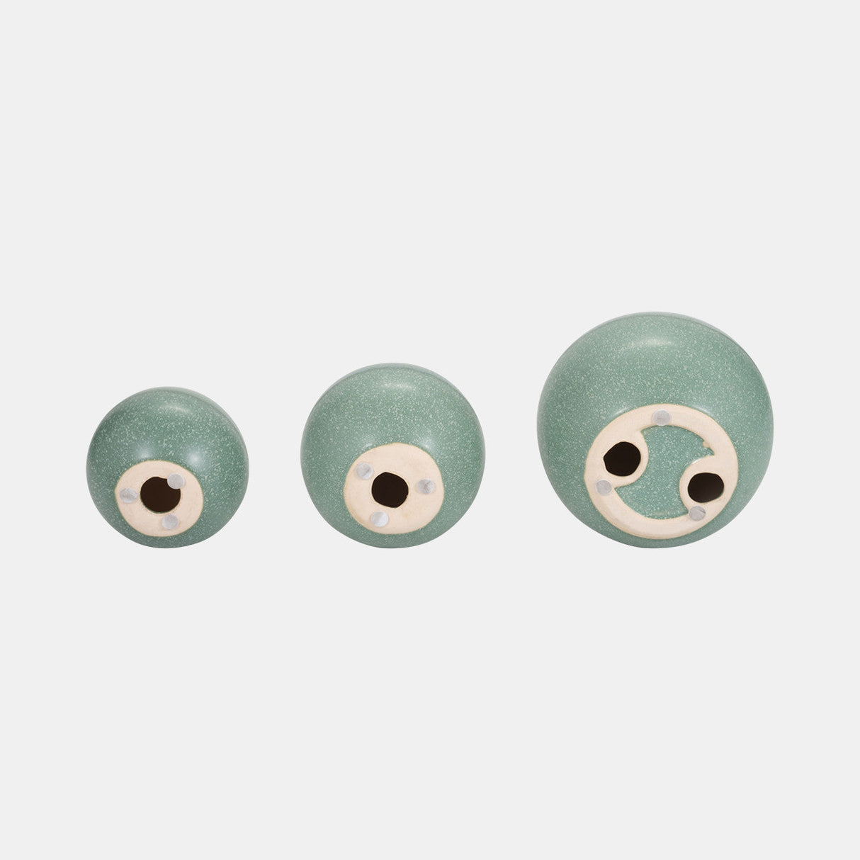 Cer, S/3 Ombre Orbs, 4/5/6" Sage/white