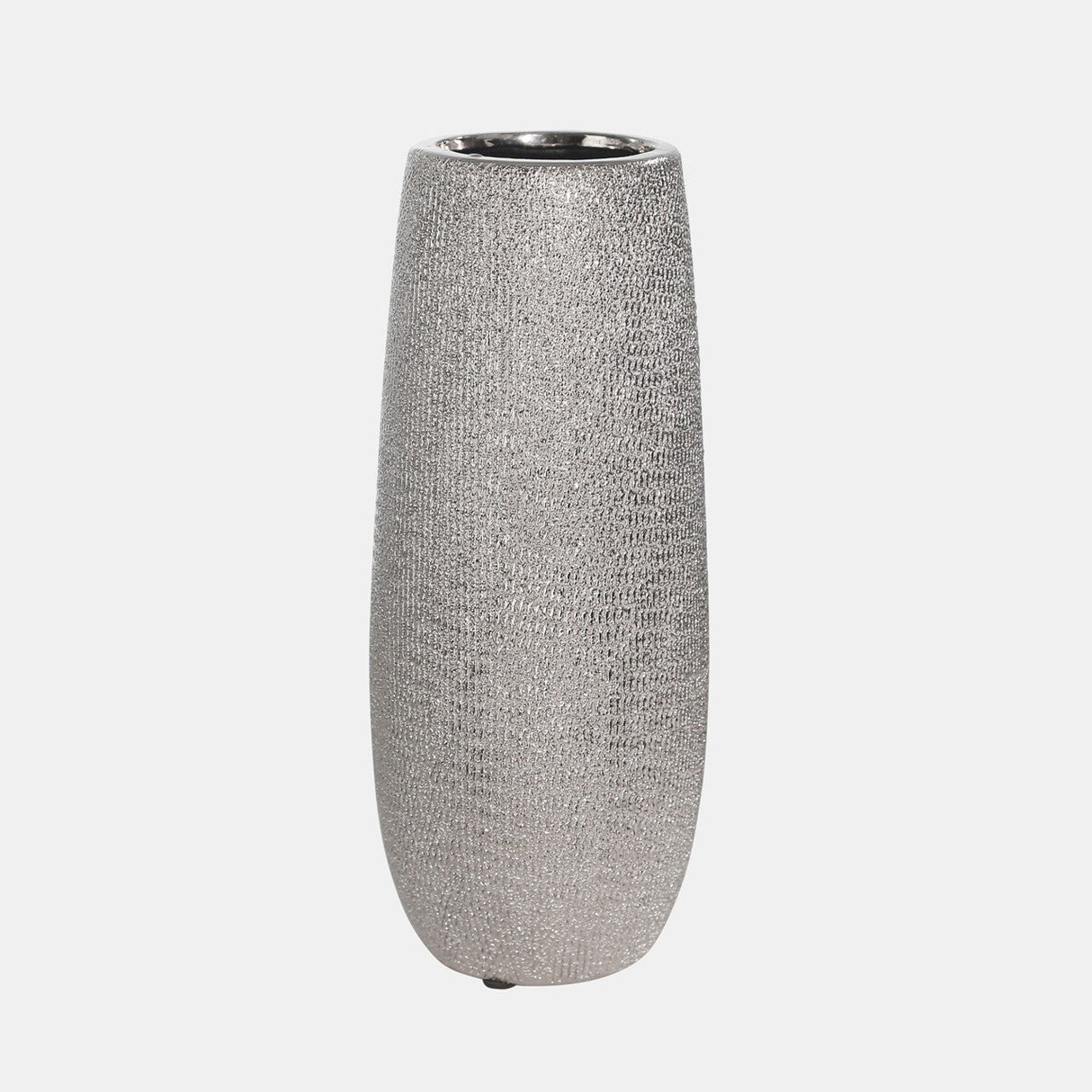 Ceramic 10" Vase, Silver