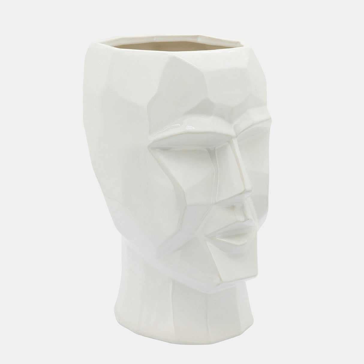 Ceramic, 12" Face Vase, White