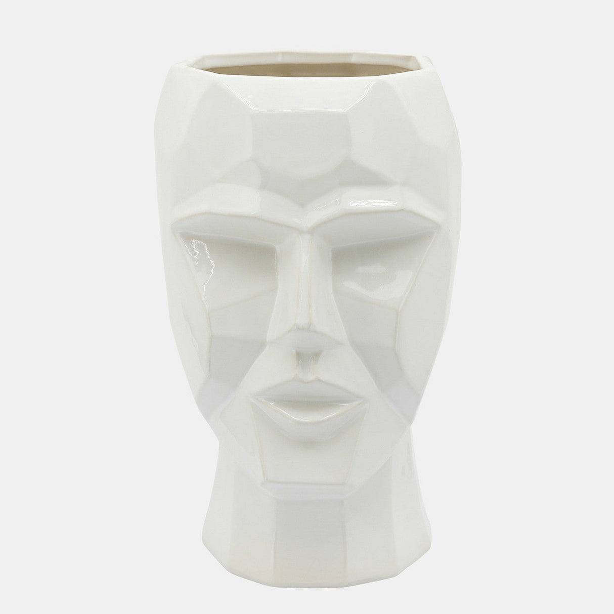 Ceramic, 12" Face Vase, White