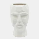 Ceramic, 12" Face Vase, White