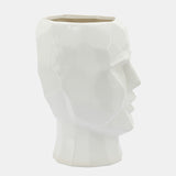 Ceramic, 12" Face Vase, White