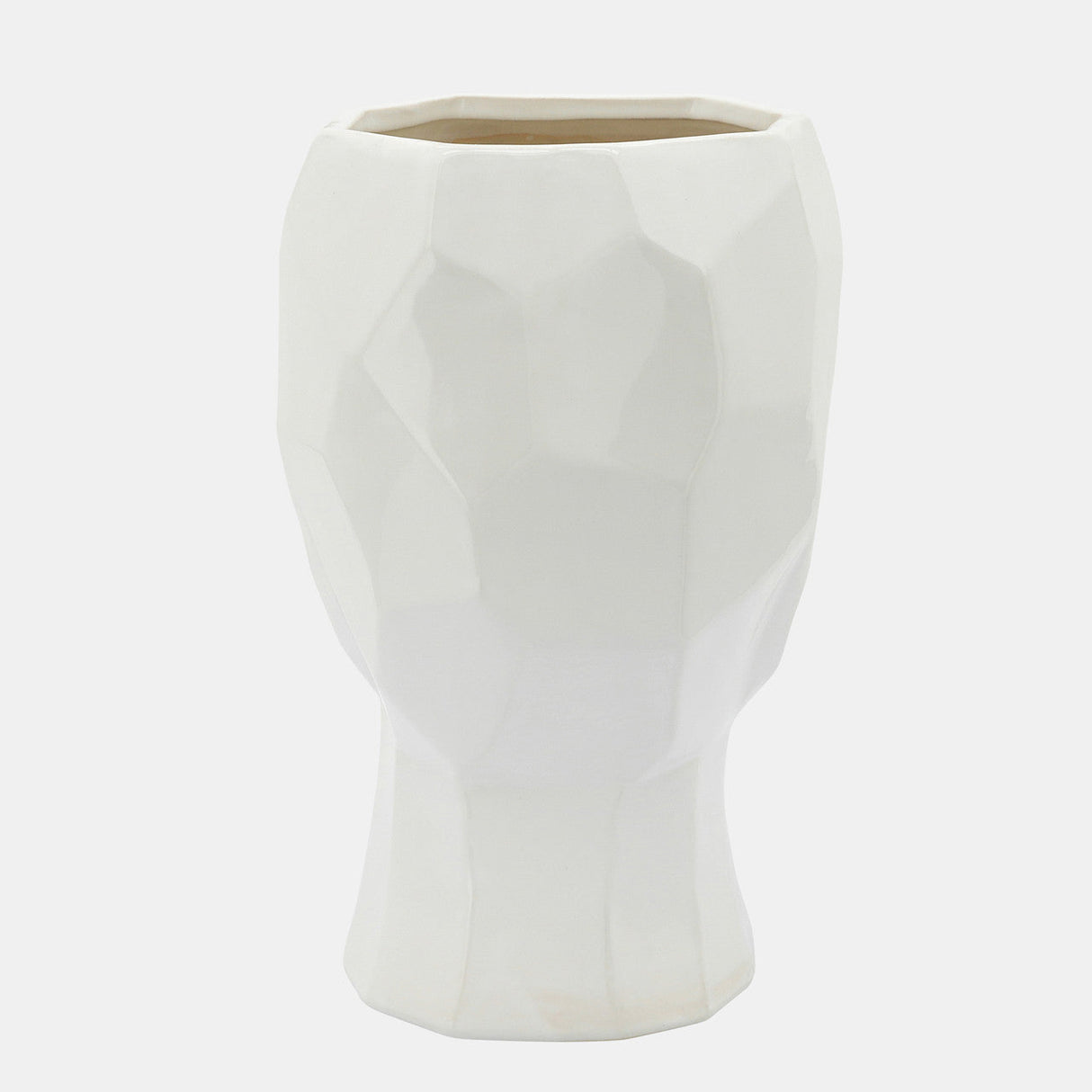 Ceramic, 12" Face Vase, White