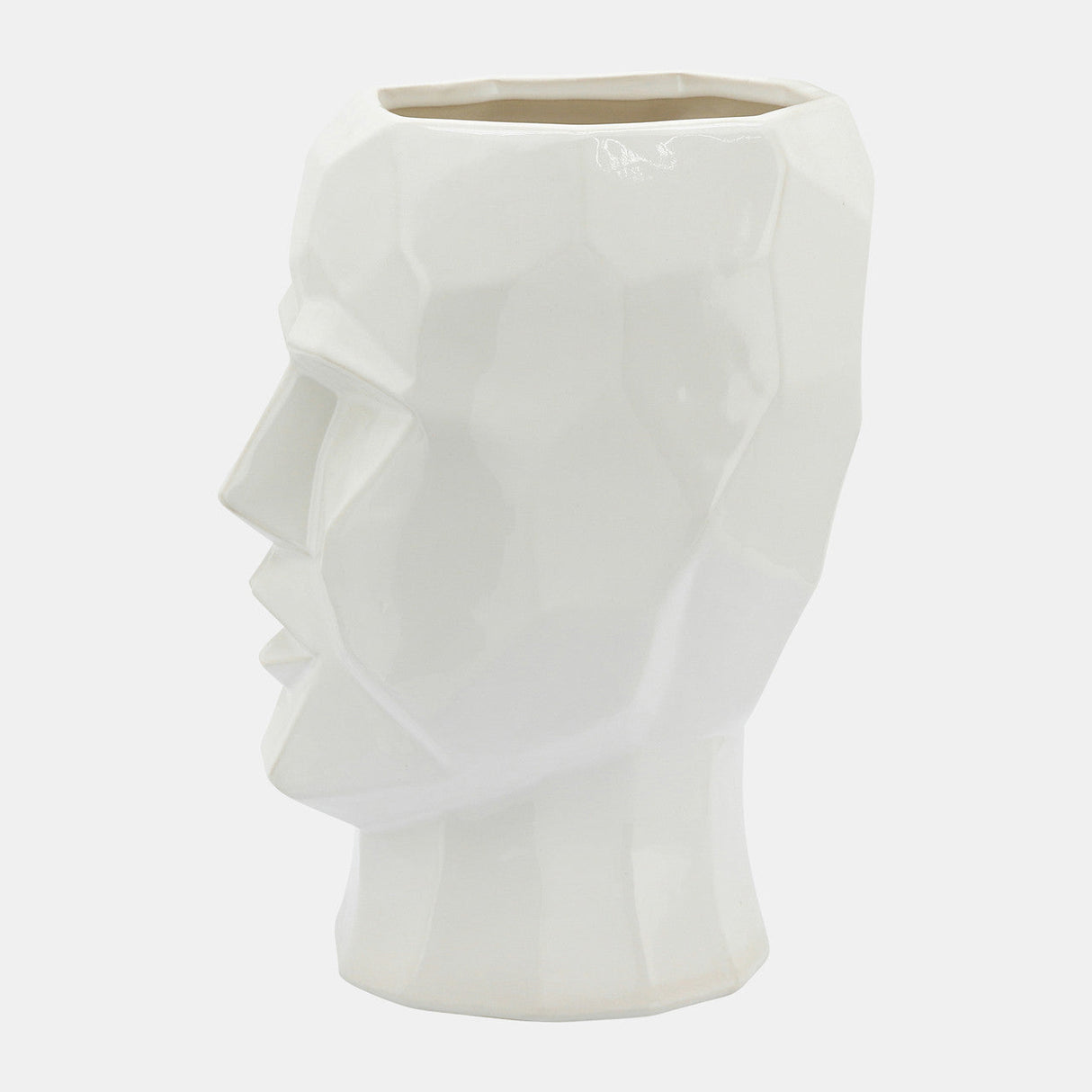 Ceramic, 12" Face Vase, White