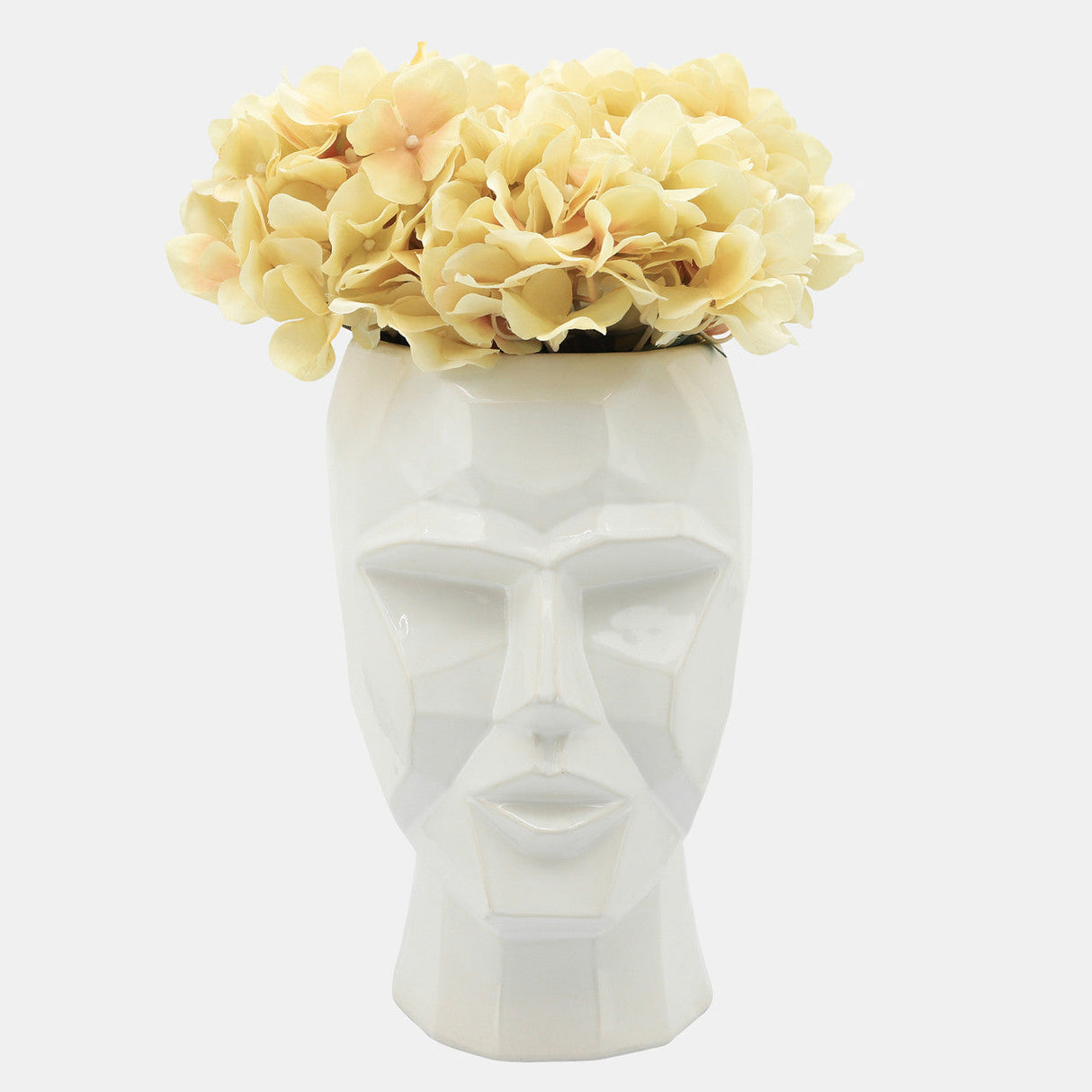 Ceramic, 12" Face Vase, White