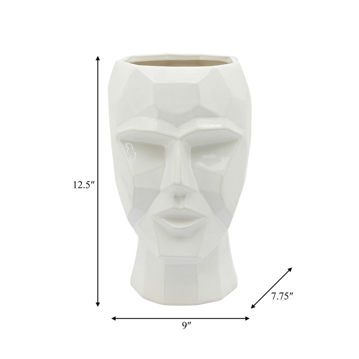 Ceramic, 12" Face Vase, White