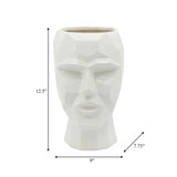 Ceramic, 12" Face Vase, White