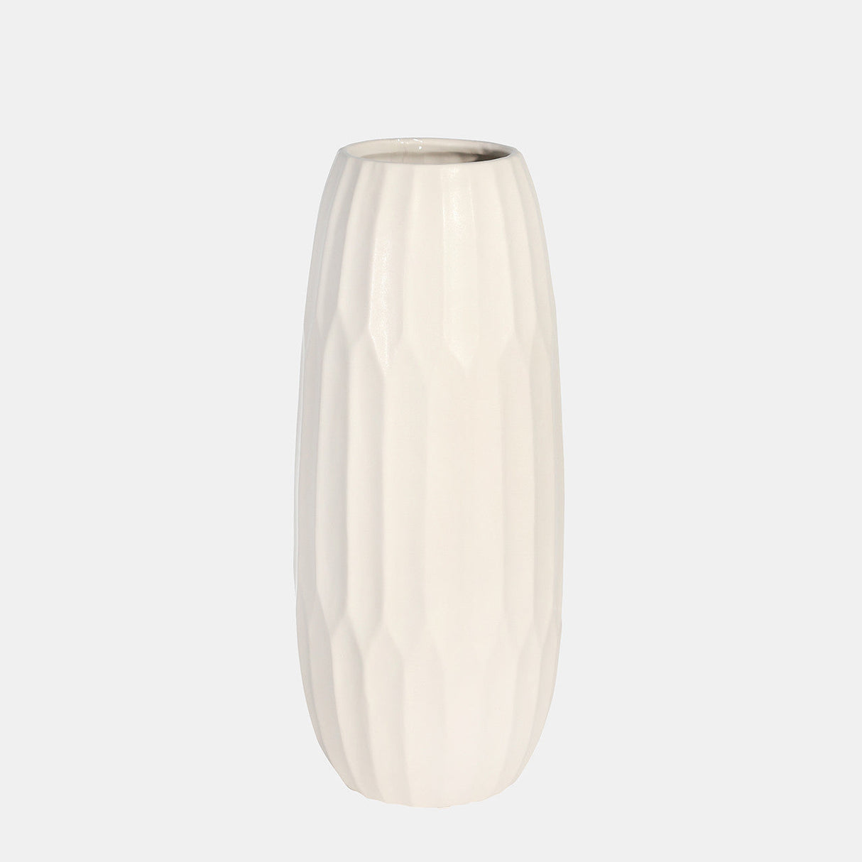 Ceramic 14" Vase , White