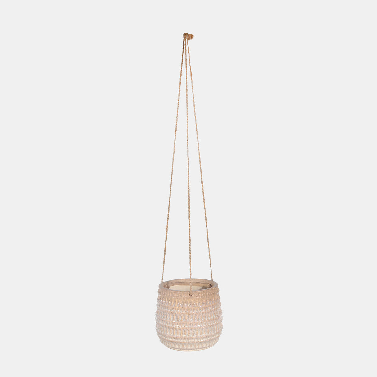 Ceramic 6" Dimpled Hanging Planter, Beige