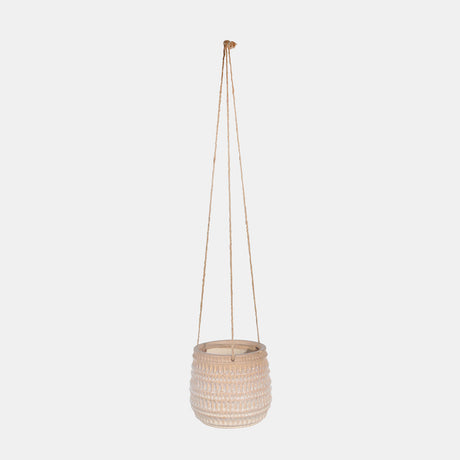 Ceramic 6" Dimpled Hanging Planter, Beige