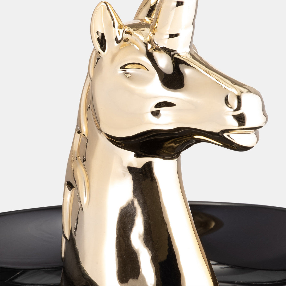 Ceramic 6" Unicorn Trinket Tray, Black/gold