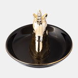 Ceramic 6" Unicorn Trinket Tray, Black/gold