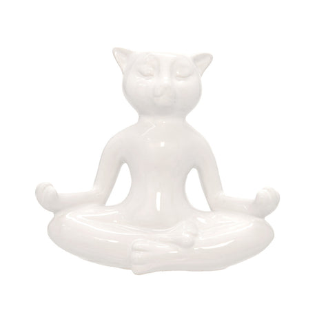 Ceramic 7" Yoga Cat, White