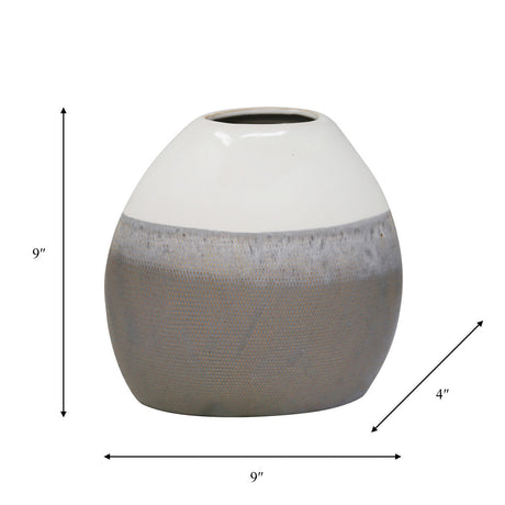 Ceramic 9" Vase, Multi Gray