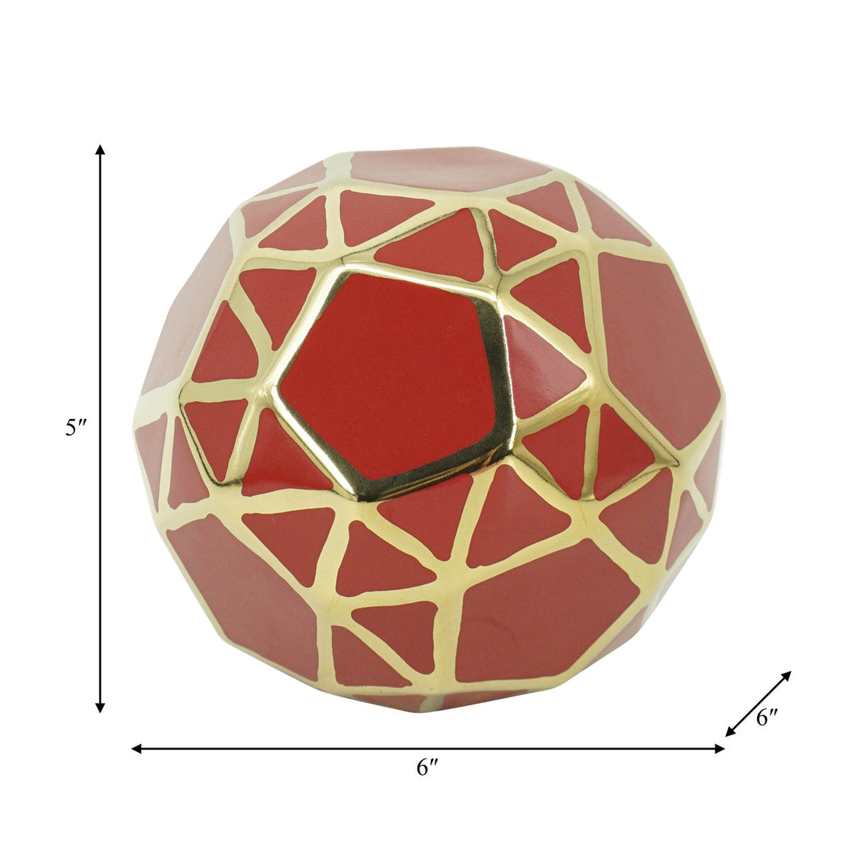 Ceramic Orb 6" Red/gold