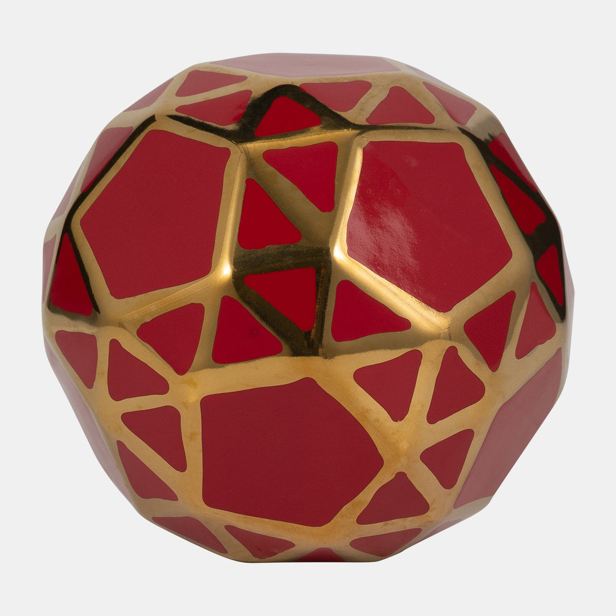 Ceramic Orb 6" Red/gold