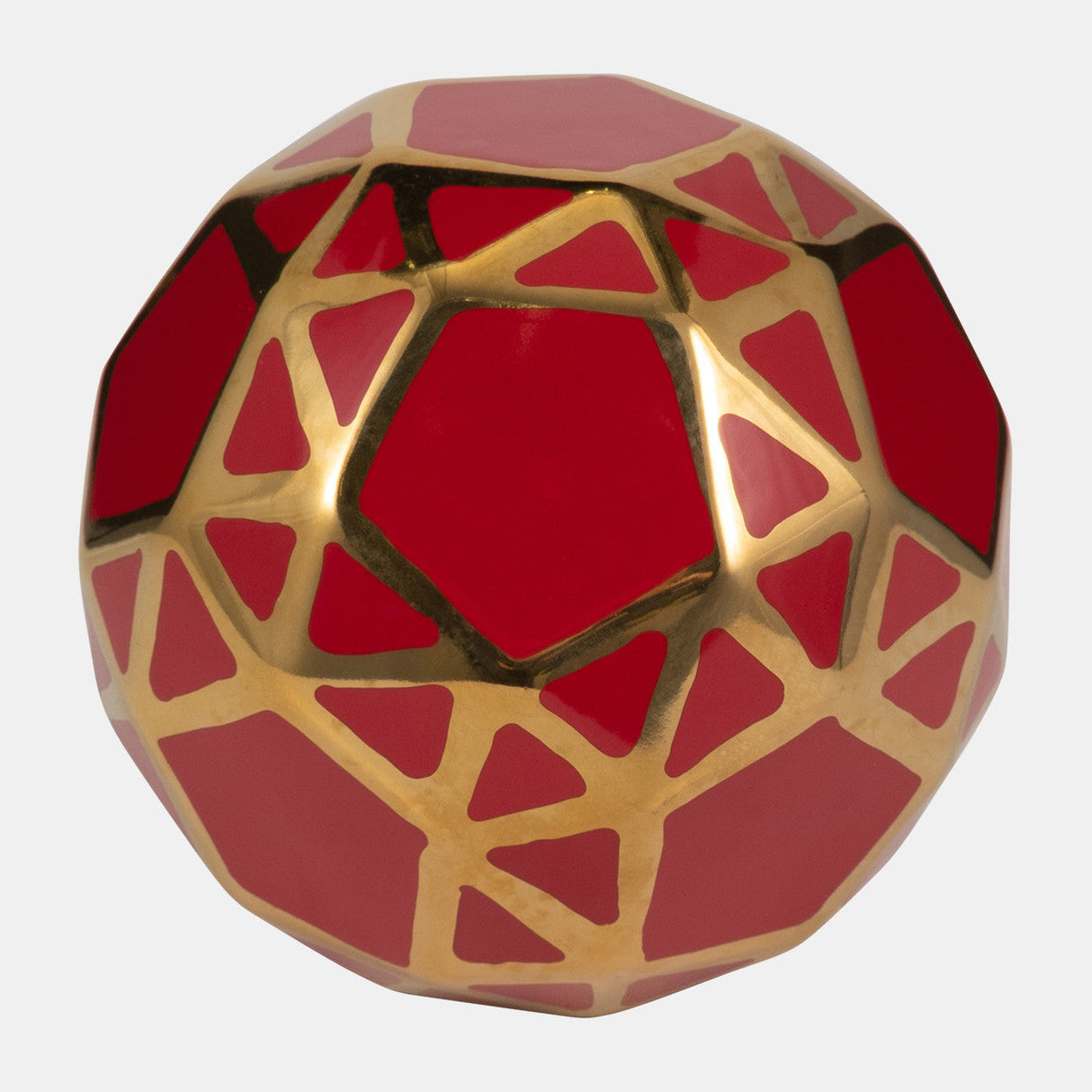 Ceramic Orb 6" Red/gold