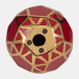 Ceramic Orb 6" Red/gold