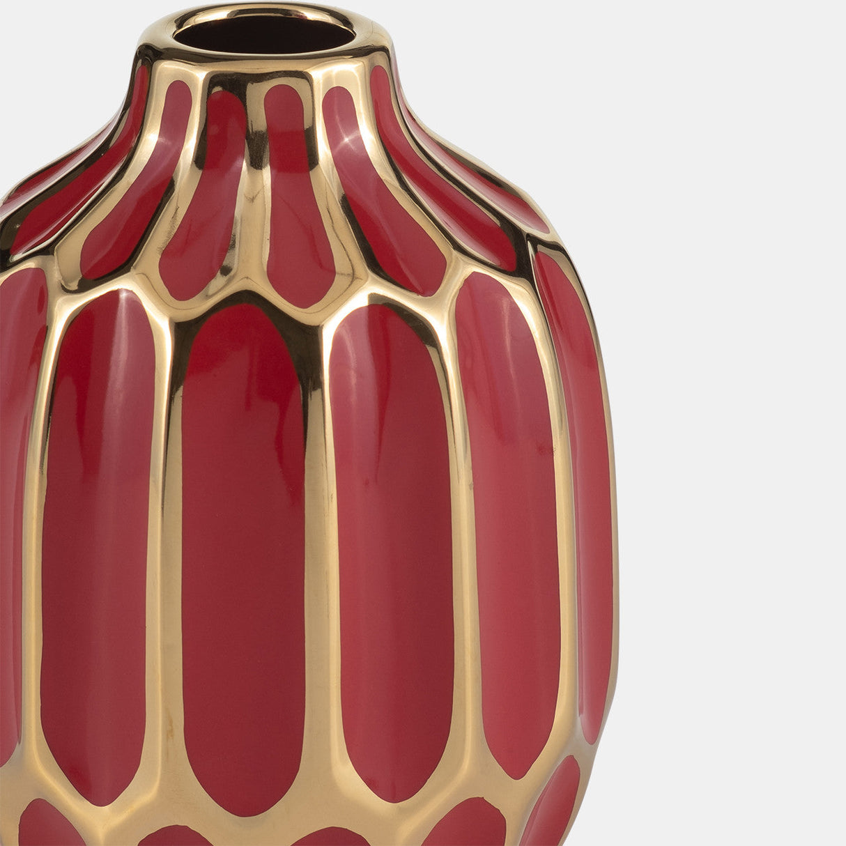 Ceramic Vase, 5"h, S/2, Navy/red