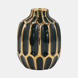 Ceramic Vase 8", Forest Green/gold