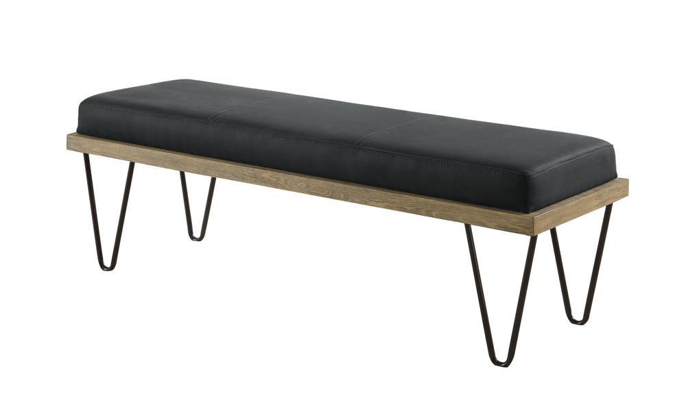 Chad Dark Blue Upholstered Bench with Hairpin Legs by Coaster at Eve Furniture