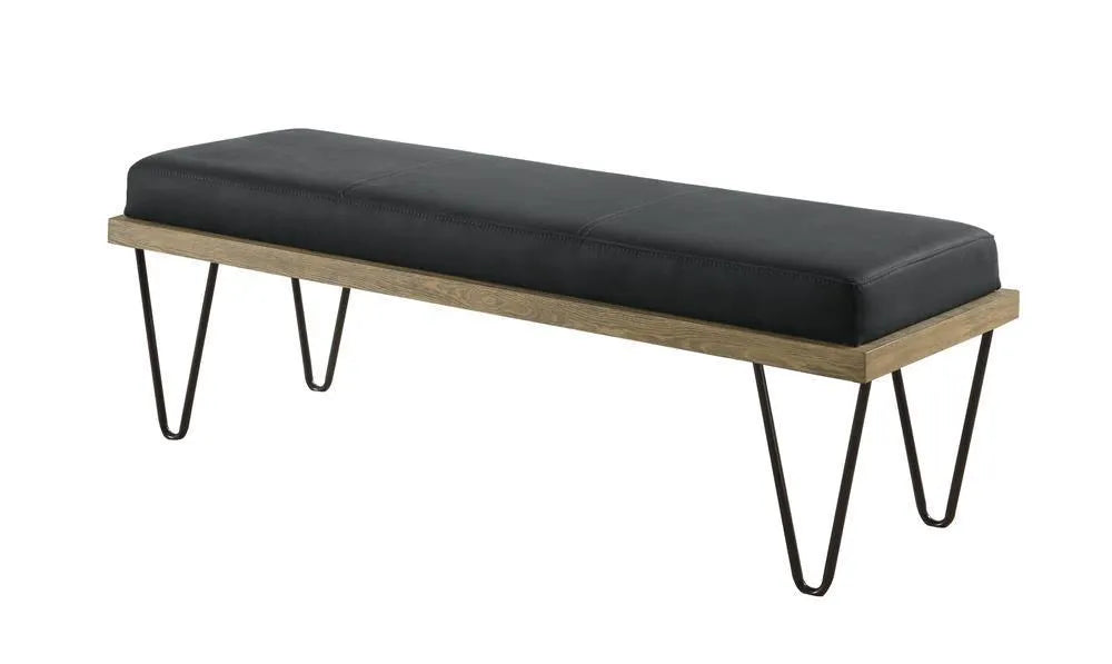 Chad Dark Blue Upholstered Bench with Hairpin Legs by Coaster at Eve Furniture