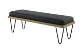 Chad Dark Blue Upholstered Bench with Hairpin Legs